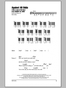 page one of Against All Odds (Take A Look At Me Now) (Piano Chords/Lyrics)