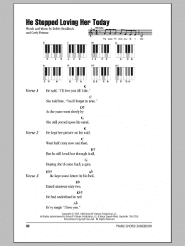 page one of He Stopped Loving Her Today (Piano Chords/Lyrics)