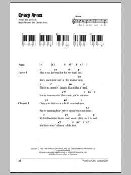 page one of Crazy Arms (Piano Chords/Lyrics)