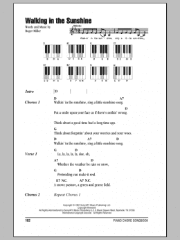 page one of Walking In The Sunshine (Piano Chords/Lyrics)