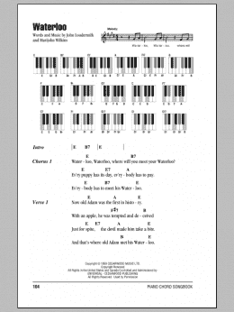 page one of Waterloo (Piano Chords/Lyrics)