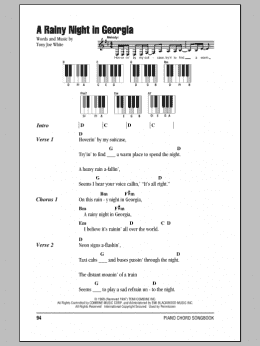 page one of A Rainy Night In Georgia (Piano Chords/Lyrics)