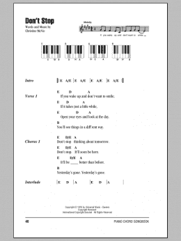 page one of Don't Stop (Piano Chords/Lyrics)