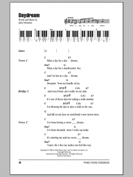 page one of Daydream (Piano Chords/Lyrics)