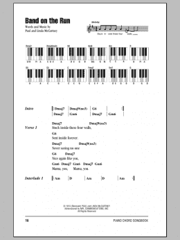 page one of Band On The Run (Piano Chords/Lyrics)