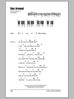 page one of Run Around (Piano Chords/Lyrics)