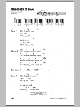 page one of Somebody To Love (Piano Chords/Lyrics)