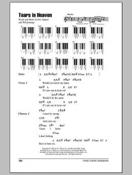 page one of Tears In Heaven (Piano Chords/Lyrics)