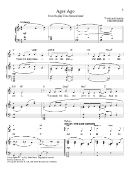page one of Ages Ago (Piano & Vocal)