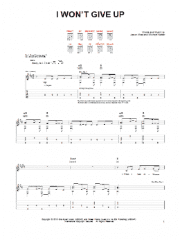 page one of I Won't Give Up (Guitar Tab)