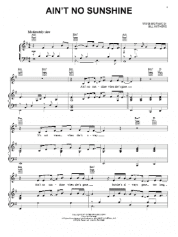 page one of Ain't No Sunshine (Piano, Vocal & Guitar Chords (Right-Hand Melody))