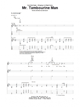 page one of Mr. Tambourine Man (Guitar Tab)