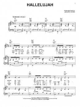 page one of Hallelujah (Piano, Vocal & Guitar Chords (Right-Hand Melody))