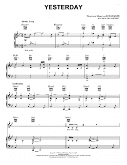 page one of Yesterday (Piano, Vocal & Guitar Chords (Right-Hand Melody))