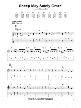 page one of Sheep May Safely Graze (Easy Guitar Tab)