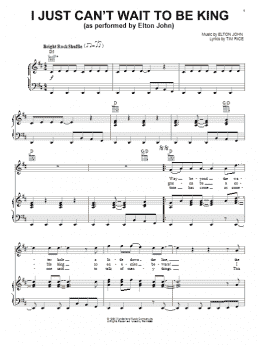 page one of I Just Can't Wait To Be King (from The Lion King) (Piano, Vocal & Guitar Chords (Right-Hand Melody))