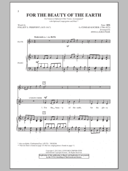 page one of For The Beauty Of The Earth (arr. Anna Laura Page) (2-Part Choir)