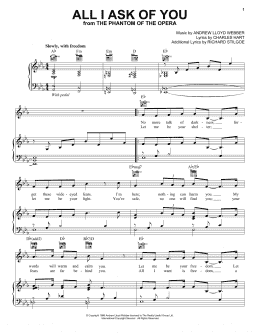 page one of All I Ask Of You (from The Phantom Of The Opera) (Piano, Vocal & Guitar Chords (Right-Hand Melody))