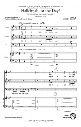 page one of Hallelujah For The Day! (TTBB Choir)