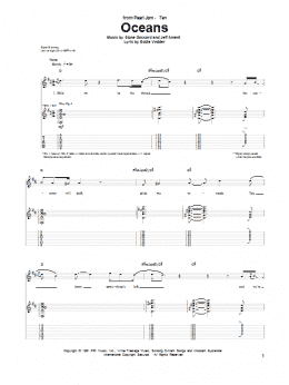 page one of Oceans (Guitar Tab)