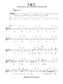 page one of T.N.T. (Bass Guitar Tab)