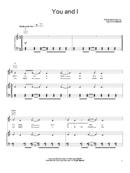 page one of You And I (Piano, Vocal & Guitar Chords (Right-Hand Melody))