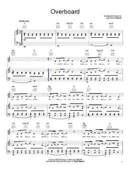 page one of Overboard (Piano, Vocal & Guitar Chords (Right-Hand Melody))