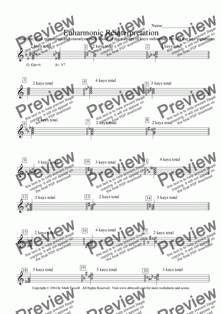 Enharmonic reinterpretation worksheet - Download Sheet Music PDF file