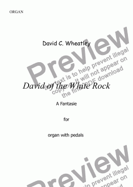 page one of David of the white rock by David Wheatley, a fantasie for organ