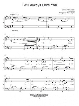 page one of I Will Always Love You (Educational Piano)