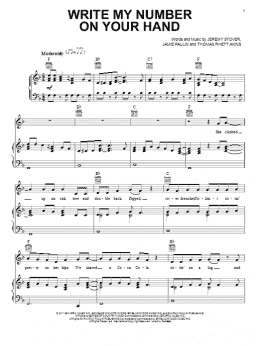 page one of Write My Number On Your Hand (Piano, Vocal & Guitar Chords (Right-Hand Melody))