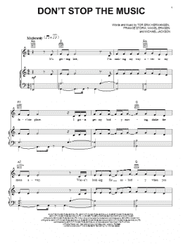 page one of Don't Stop The Music (Piano, Vocal & Guitar Chords (Right-Hand Melody))