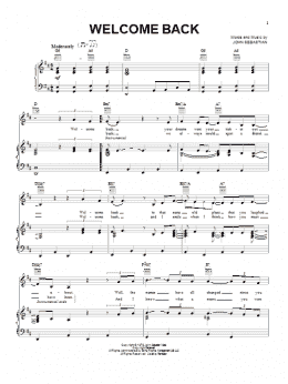 page one of Welcome Back (Piano, Vocal & Guitar Chords (Right-Hand Melody))