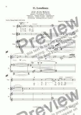 page one of DREAM JOURNEY (Basho) op140/11. Loneliness. Voice, fl, pf