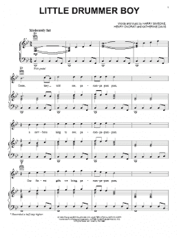 page one of The Little Drummer Boy (Piano, Vocal & Guitar Chords (Right-Hand Melody))