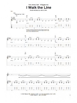 page one of I Walk The Line (Guitar Tab)