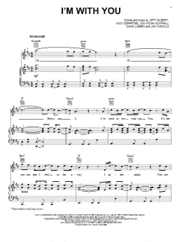 page one of I'm With You (Piano, Vocal & Guitar Chords (Right-Hand Melody))