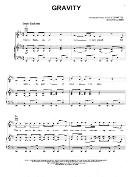 page one of Gravity (Piano, Vocal & Guitar Chords (Right-Hand Melody))