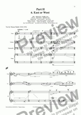 page one of DREAM JOURNEY (Basho) op140/06. East or West.  Voice, pf trio