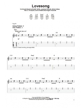 page one of Lovesong (Easy Guitar Tab)