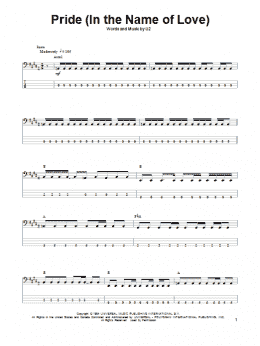 page one of Pride (In The Name Of Love) (Bass Guitar Tab)