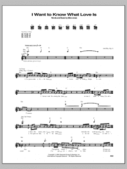 page one of I Want To Know What Love Is (Guitar Tab)