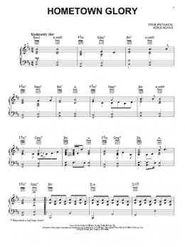 page one of Hometown Glory (Piano, Vocal & Guitar Chords (Right-Hand Melody))