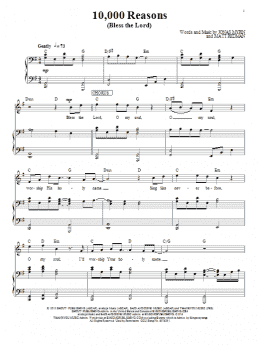 page one of 10,000 Reasons (Bless The Lord) (Piano, Vocal & Guitar Chords (Right-Hand Melody))