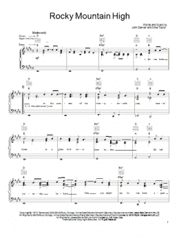 page one of Rocky Mountain High (Piano, Vocal & Guitar Chords (Right-Hand Melody))