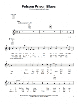 page one of Folsom Prison Blues (Ukulele)