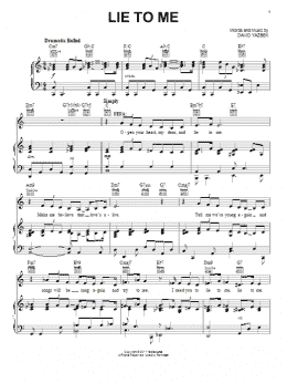 page one of Lie To Me (from Women On The Verge Of A Nervous Breakdown) (Piano, Vocal & Guitar Chords (Right-Hand Melody))