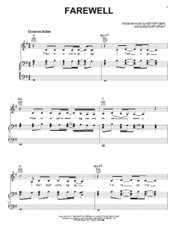 page one of Farewell (Piano, Vocal & Guitar Chords (Right-Hand Melody))