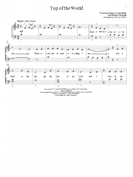 page one of Top Of The World (Educational Piano)