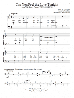 page one of Can You Feel The Love Tonight (from The Lion King) (Educational Piano)